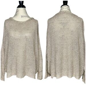 Brandy Melville | Women | Tan Wool Blend Sheer Loose Knit LS Sweater | One Size